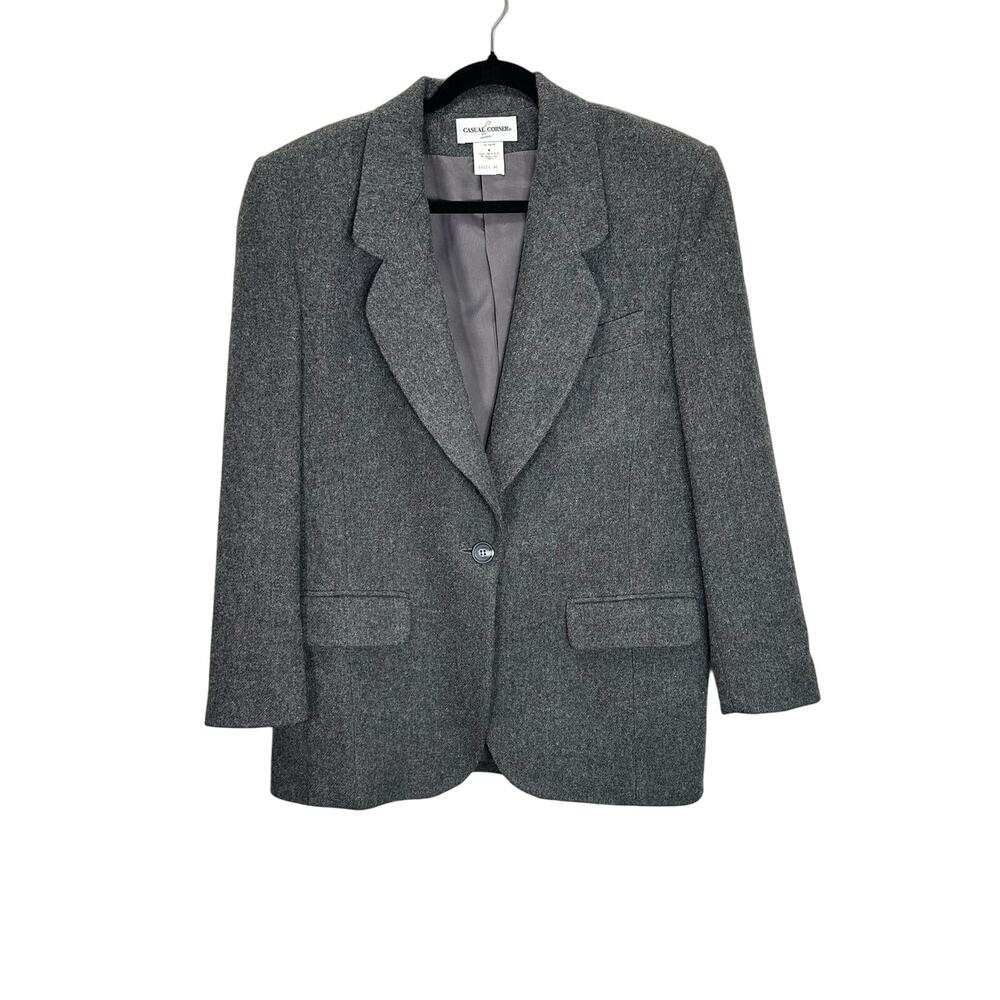 Vintage 90s Casual Corner Women's Made in USA Grey One Button Blazer size 12
